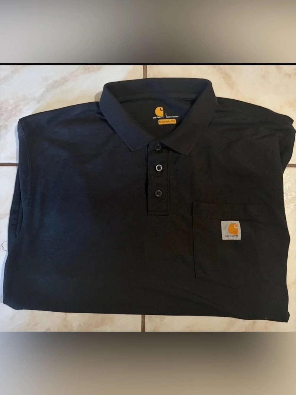 Carhartt Shirt Men's Black Polo Original Fit Short Sleeve Active Workwear size L